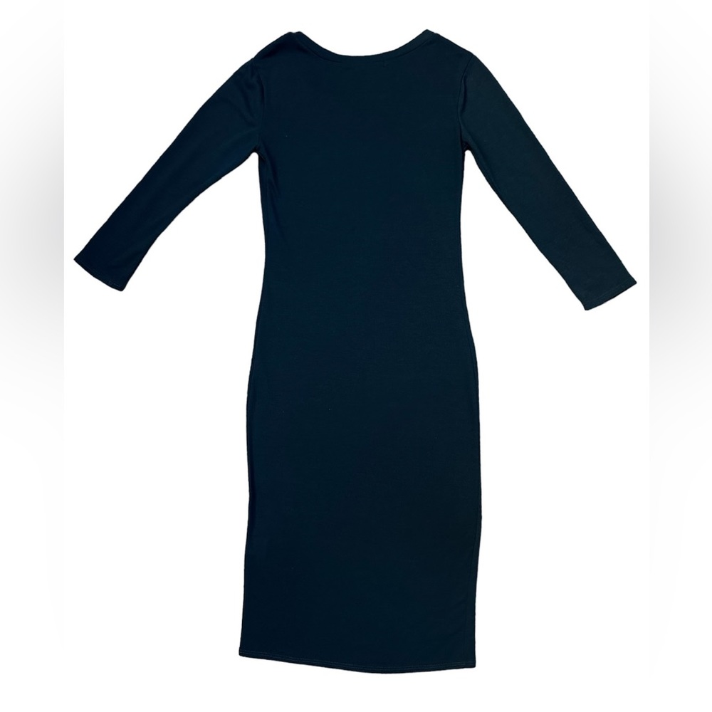 Forever21 Peacock Midi Bodycon Dress Size Small 3/4 Sleeve